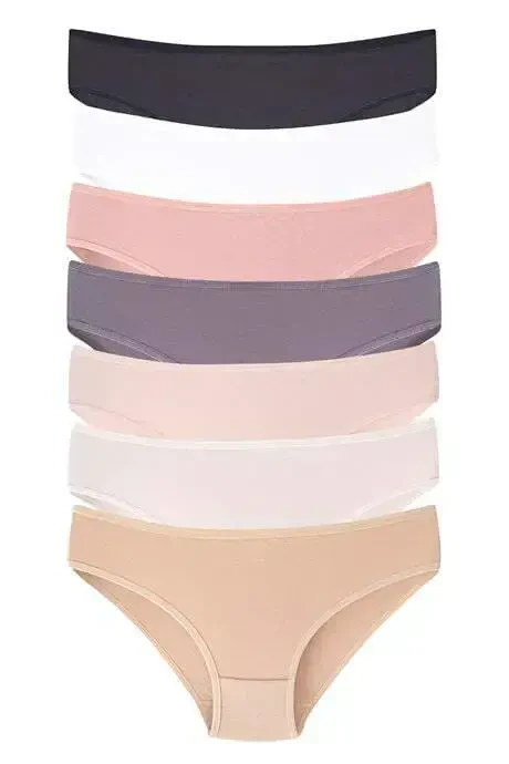 Women's Solid Color Panties 7-Pack Cotton Lycra Stretch and Soft Fabric - BÜYÜKBEDENIZ
