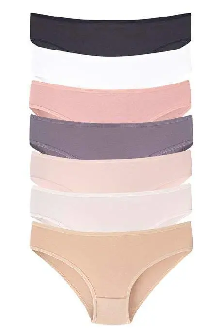 Women's Solid Color Panties 7-Pack Cotton Lycra Stretch and Soft Fabric - 1