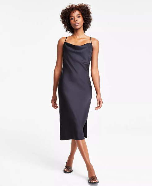 Women's Solid Cowlneck Slip Dress, Created for Modazone Black - 5