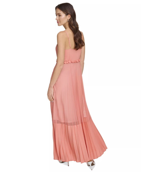 Women's Solid Tiered Pleated Sleeveless Mesh Maxi Dress Summer - 2