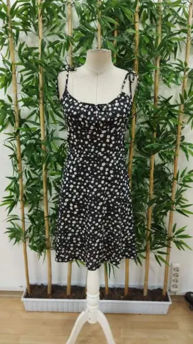 Women's Spaghetti Strap Lace-Up Floral Print Sundress - 6