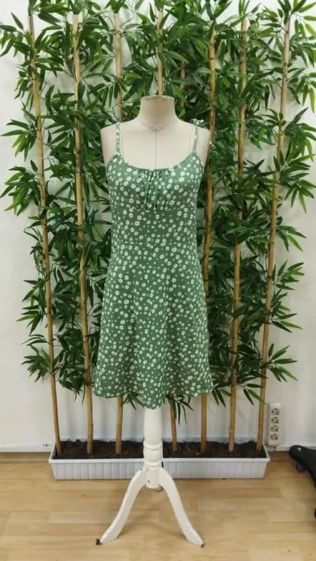 Women's Spaghetti Strap Lace-Up Floral Print Sundress - 7