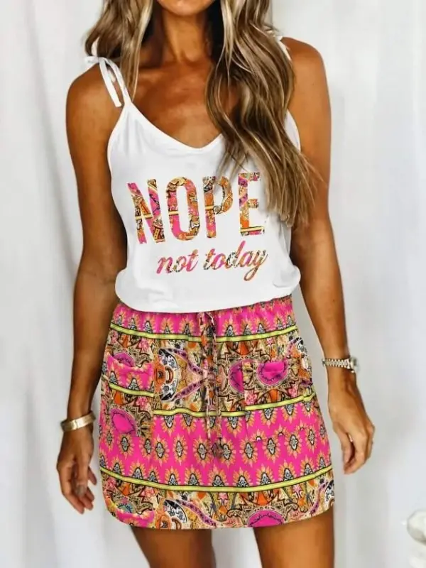 Women's Spaghetti Strap V-Neck Short Single Jersey Dress - 1