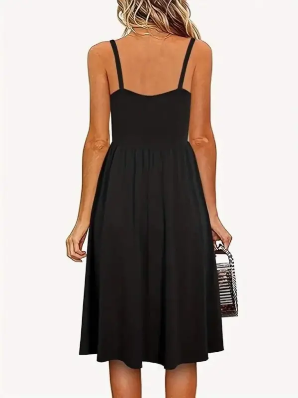 Women's Spaghetti Strap V Neck Short Viscose Dress - 4