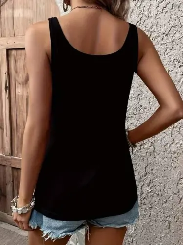 Women's Spaghetti Strap Wide V-Neck Viscose Blouse - 10