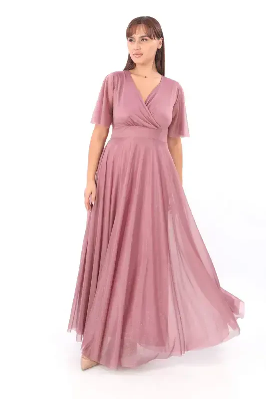 Women's Sparkly Sequin Mesh Tulle Powder Maxi Dress KL3051 - 2