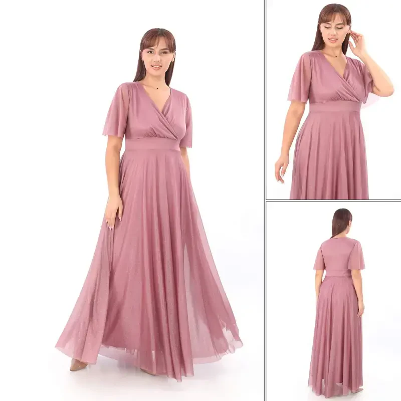 Women's Sparkly Sequin Mesh Tulle Powder Maxi Dress KL3051 - 4