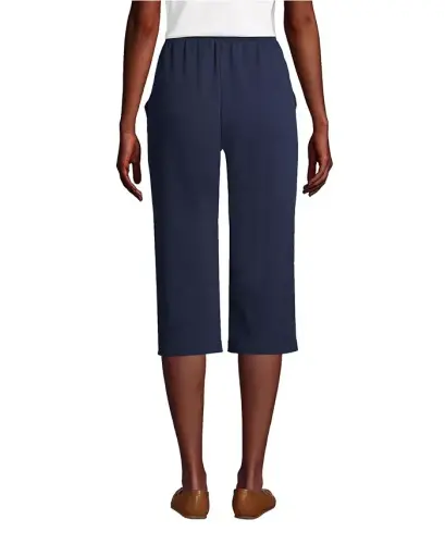 Women's Sport Knit High Rise Elastic Waist Capri Pants - LANDS' END (1)