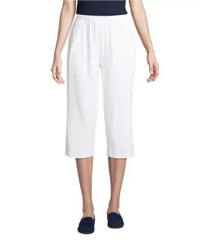 Women's Sport Knit High Rise Elastic Waist Capri Pants 