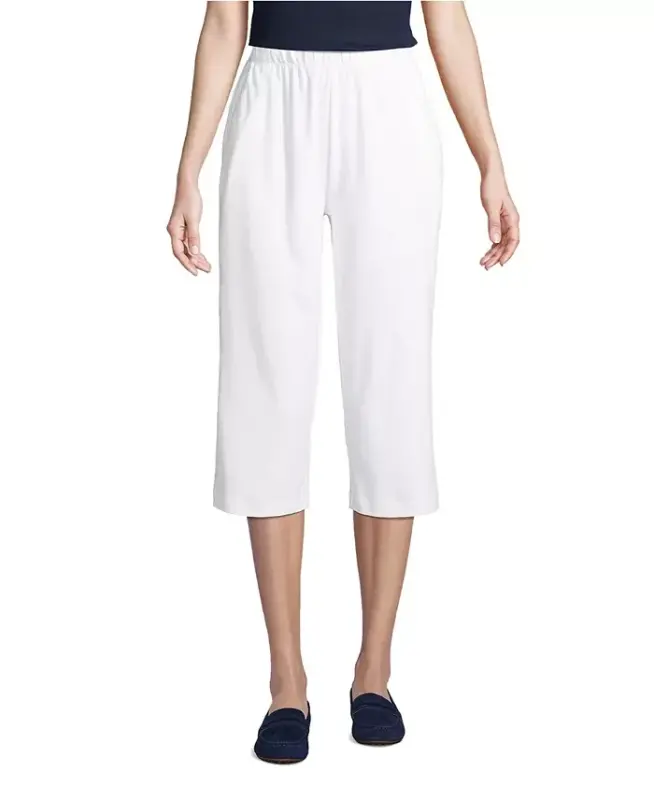 Women's Sport Knit High Rise Elastic Waist Capri Pants - 1