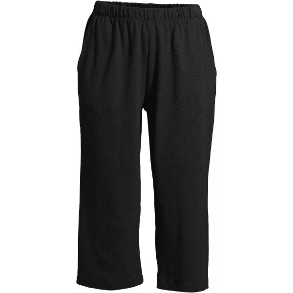 Women's Sport Knit High Rise Elastic Waist Capri Pants Black - 1