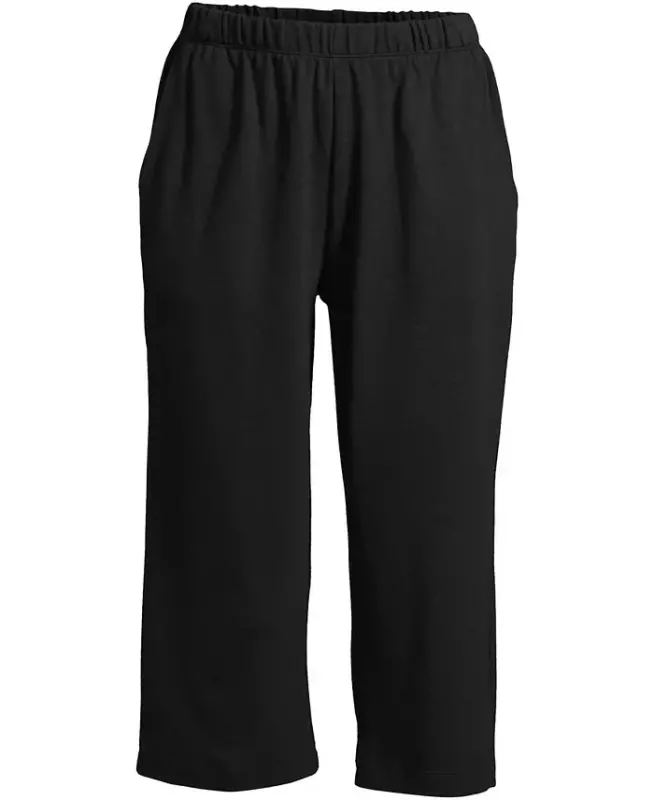 Women's Sport Knit High Rise Elastic Waist Capri Pants-Black - 4