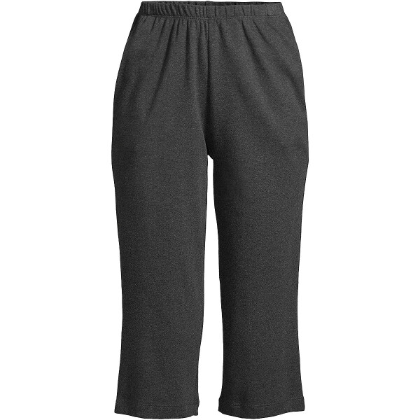 Women's Sport Knit High Rise Elastic Waist Capri Pants Dark Charcoal Heather - 1