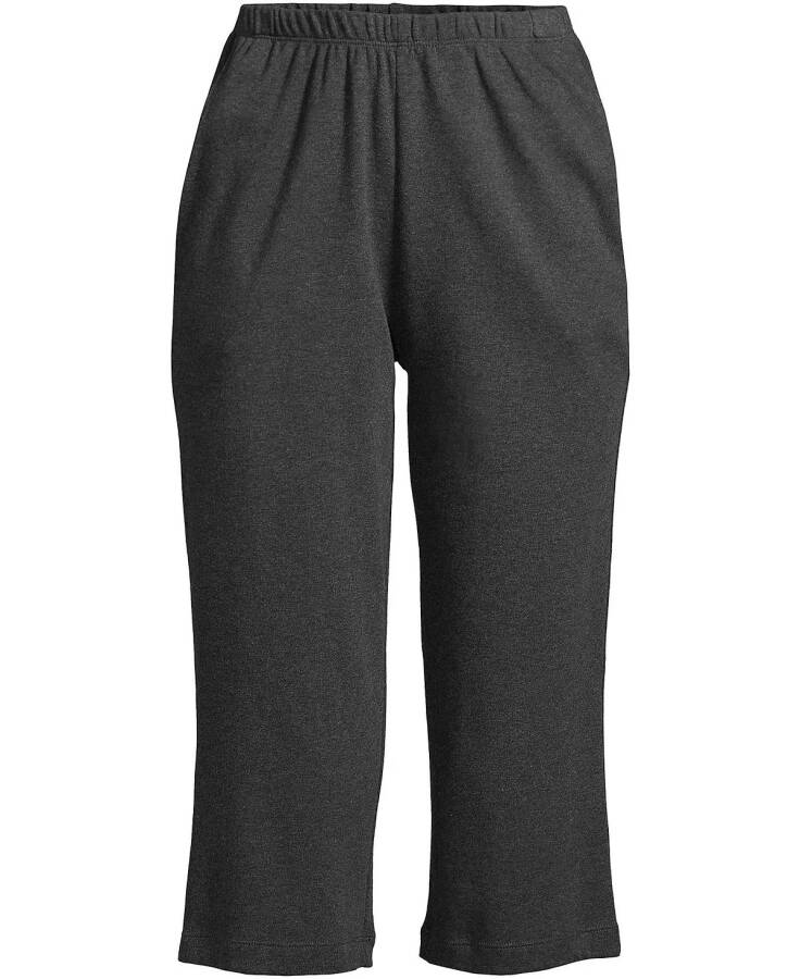 Women's Sport Knit High Rise Elastic Waist Capri Pants Dark Charcoal Heather - 5