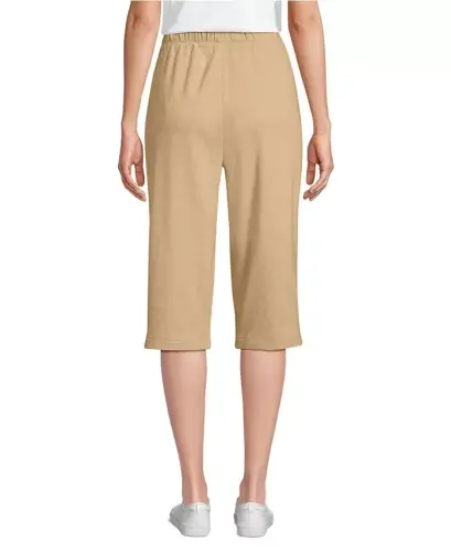 Women's Sport Knit High Rise Elastic Waist Capri Pants - French pecan heather - LANDS' END (1)