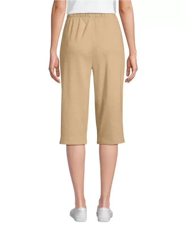Women's Sport Knit High Rise Elastic Waist Capri Pants - French pecan heather - 2