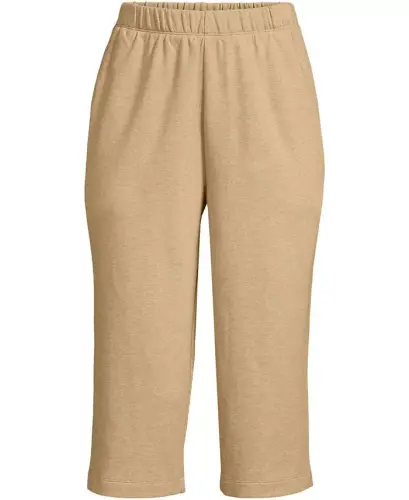 Women's Sport Knit High Rise Elastic Waist Capri Pants - French pecan heather - 3