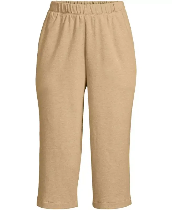 Women's Sport Knit High Rise Elastic Waist Capri Pants - French pecan heather - 3