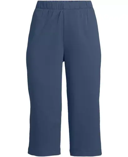 Women's Sport Knit High Rise Elastic Waist Capri Pants - Nightfall blue - LANDS' END (1)