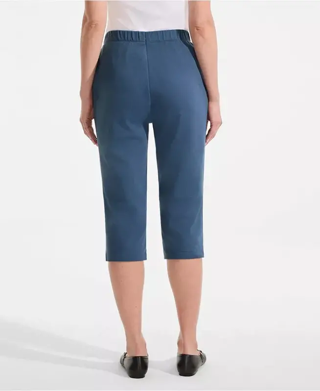 Women's Sport Knit High Rise Elastic Waist Capri Pants - Nightfall blue - 3