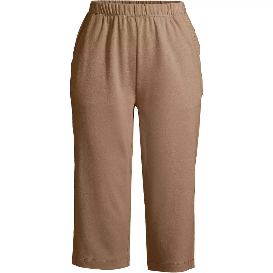 Women's Sport Knit High Rise Elastic Waist Capri Pants Rich Camel - 1