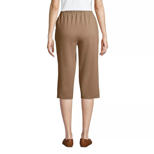 Women's Sport Knit High Rise Elastic Waist Capri Pants Rich Camel - 6