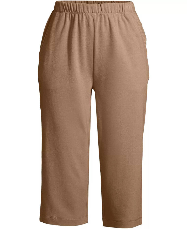 Women's Sport Knit High Rise Elastic Waist Capri Pants Rich Camel - 2