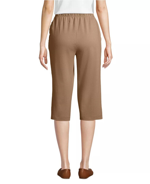 Women's Sport Knit High Rise Elastic Waist Capri Pants Rich Camel - 3