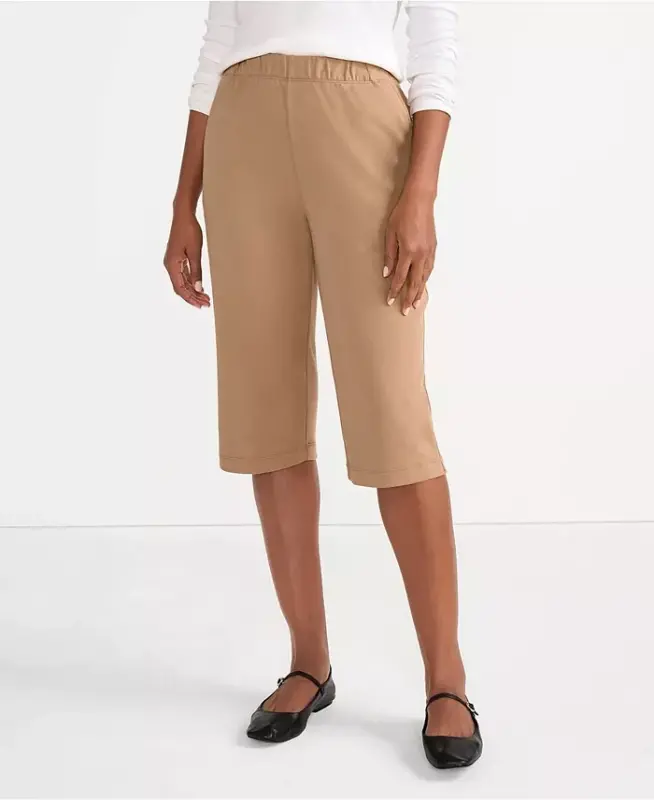 Women's Sport Knit High Rise Elastic Waist Capri Pants - Rich camel - LANDS' END
