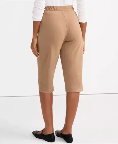 Women's Sport Knit High Rise Elastic Waist Capri Pants - Rich camel - LANDS' END (1)