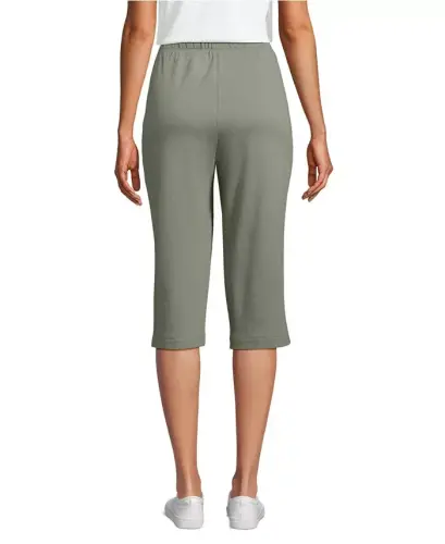 Women's Sport Knit High Rise Elastic Waist Capri Pants - Sage - LANDS' END (1)
