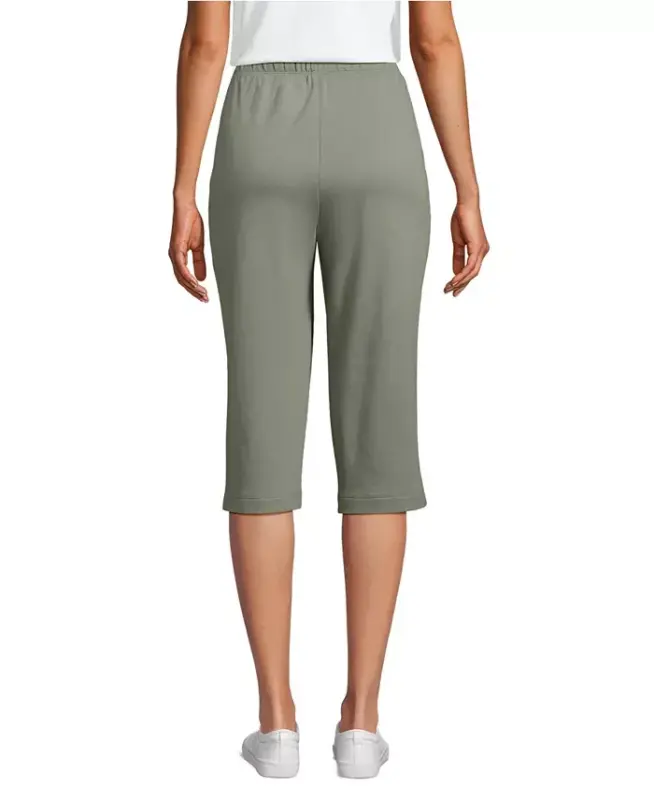 Women's Sport Knit High Rise Elastic Waist Capri Pants - Sage - 2