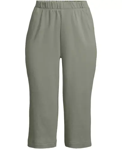 Women's Sport Knit High Rise Elastic Waist Capri Pants - Sage - 3