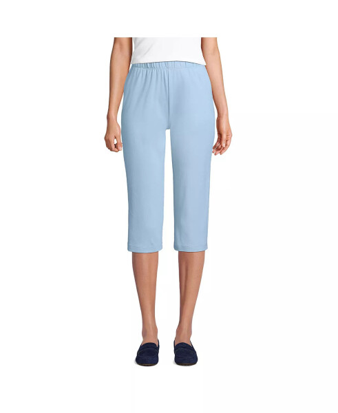 Women's Sport Knit High Rise Elastic Waist Capri Pants Soft blue haze - 3