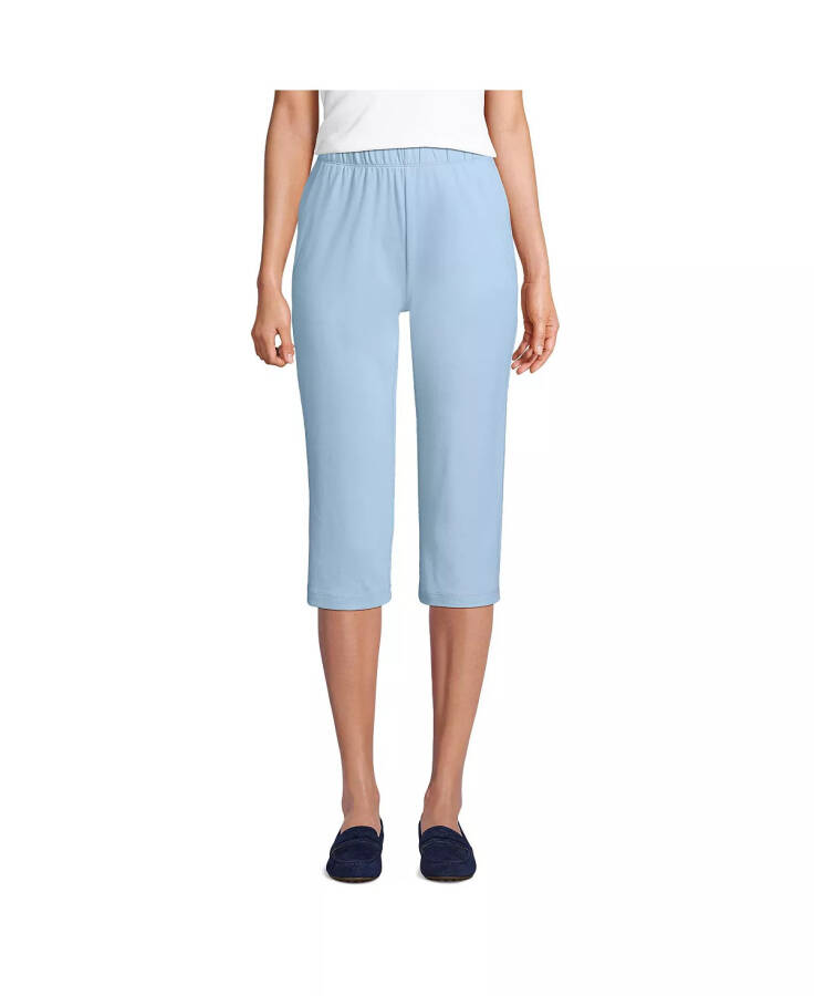 Women's Sport Knit High Rise Elastic Waist Capri Pants Soft blue haze - 3