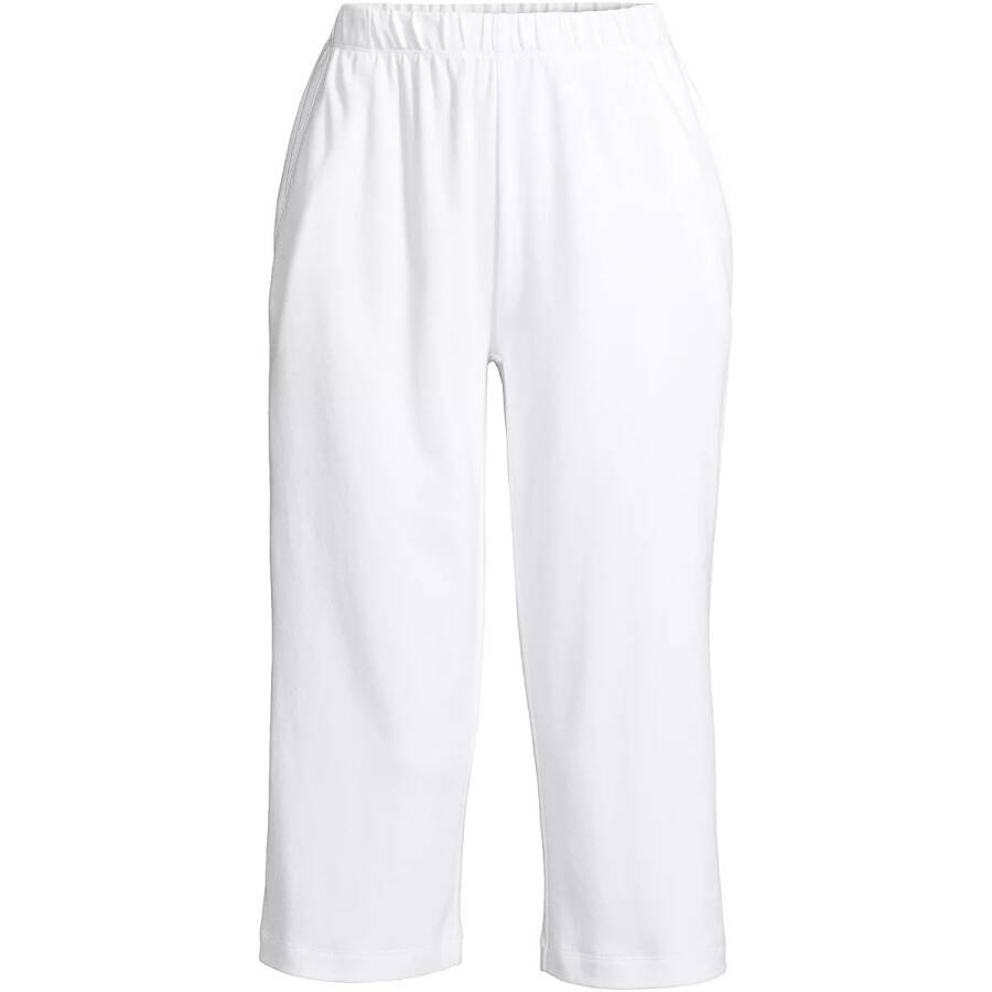 Women's Sport Knit High Rise Elastic Waist Capri Pants White - 1