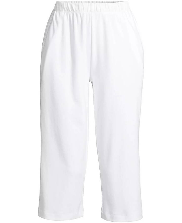 Women's Sport Knit High Rise Elastic Waist Capri Pants White - 3