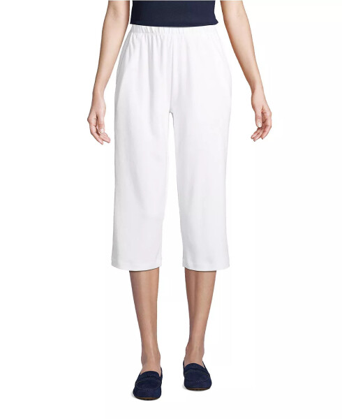 Women's Sport Knit High Rise Elastic Waist Capri Pants White - 5