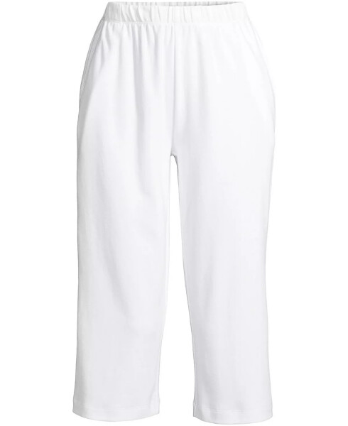 Women's Sport Knit High Rise Elastic Waist Capri Pants White - 6