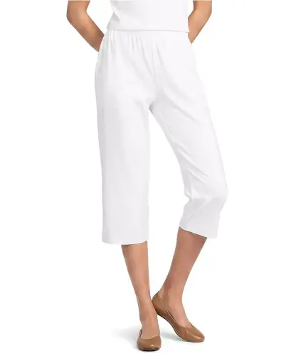 Women's Sport Knit High Rise Elastic Waist Capri Pants - White - 2