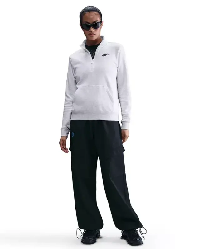 Women's Sportswear Club Fleece 1/2-Zip Sweatshirt - Birch Heather/Black - 1