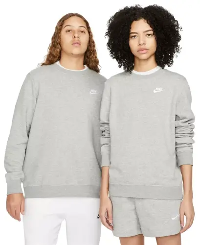 Women's Sportswear Club Fleece Crewneck Sweatshirt-Dark Grey Heather/white - 1