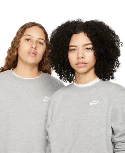 Women's Sportswear Club Fleece Crewneck Sweatshirt-Dark Grey Heather/white - 3