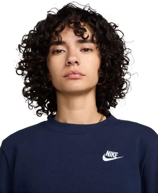 Women's Sportswear Club Fleece Crewneck Sweatshirt-Dark Grey Heather/white - 7