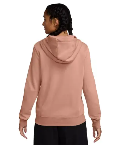 Women's Sportswear Club Fleece Logo Pullover Hoodie - Rose Gold/dark Team Red - NIKE (1)