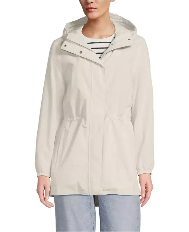 Women's Squall Packable Waterproof Raincoat - Ivory latte - LANDS' END