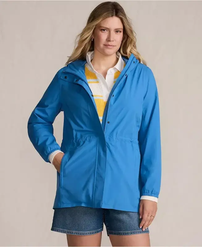 Women's Squall Packable Waterproof Raincoat - Muted cobalt blue - LANDS' END