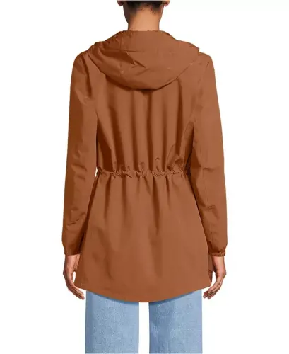 Women's Squall Packable Waterproof Raincoat - Rich ginger brown - LANDS' END (1)
