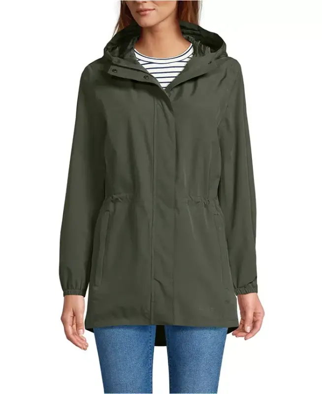 Women's Squall Packable Waterproof Raincoat - Rich olive green - LANDS' END