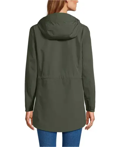 Women's Squall Packable Waterproof Raincoat - Rich olive green - LANDS' END (1)
